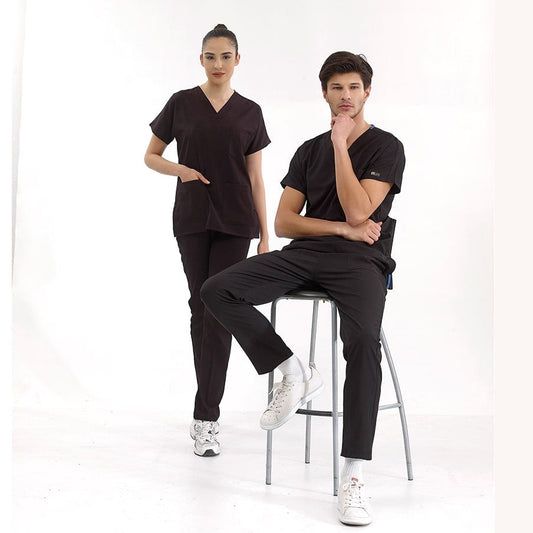Unisex Medical Scrub Set - Black